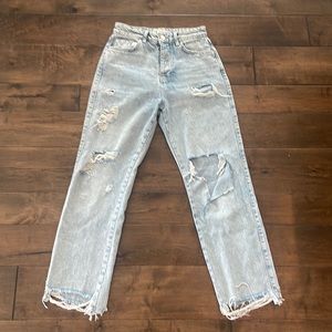 Zara high waist distressed jean